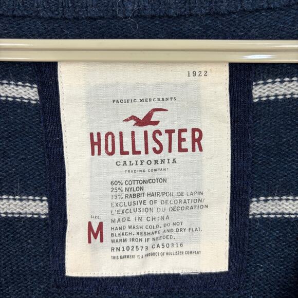 Vintage Y2K Hollister Striped Deep V Long Cardigan Sweater Medium angora - Picture 8 of 8